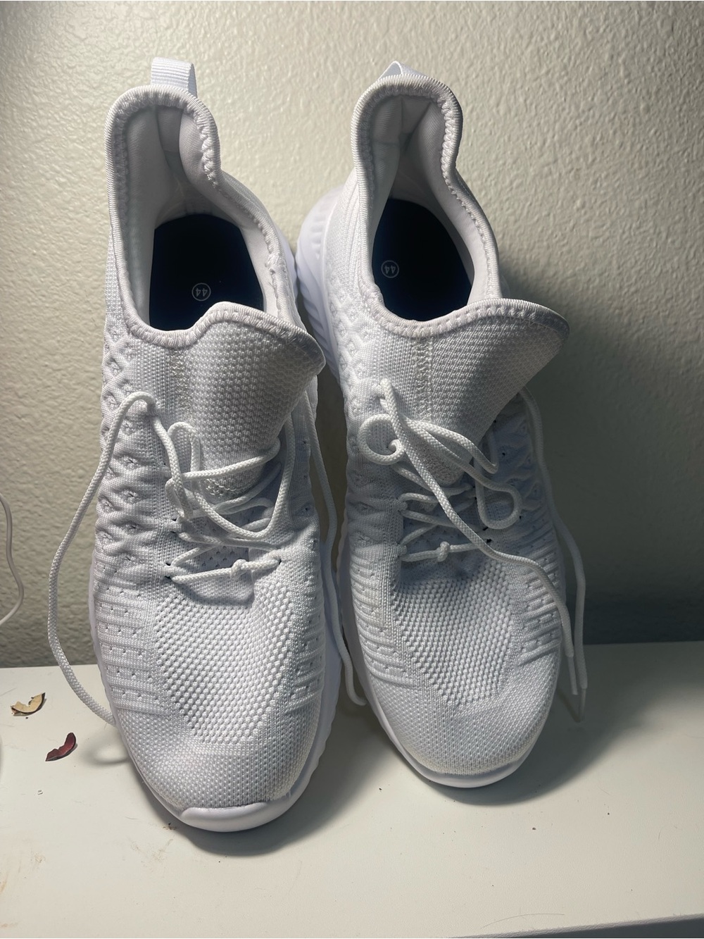 Men's White Knit Athletic Sneakers